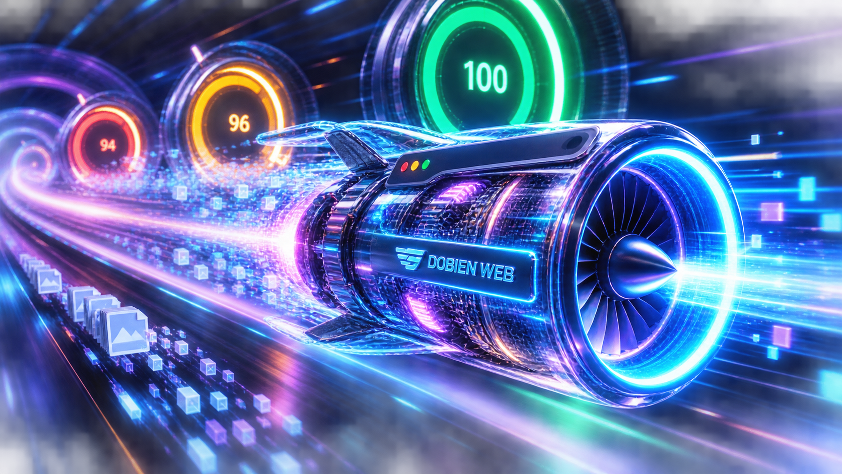 Site Hızı & Core Web Vitals için DOBIEN WEB özel 3D editoryal görseli