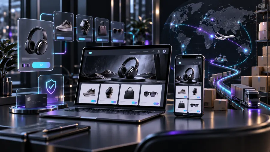 Online storefront mobile shopping secure payment inventory and shipping network